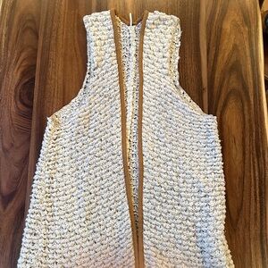 Free People Cream and Tan Fringe Duster / Knit Vest